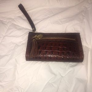 Brahmin chocolate croc wristlet EUC